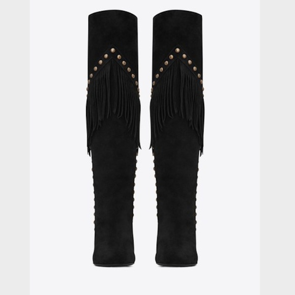Saint Laurent Black Suede Boots - Picture 4 of 4
